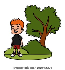 Little boy at park cartoon