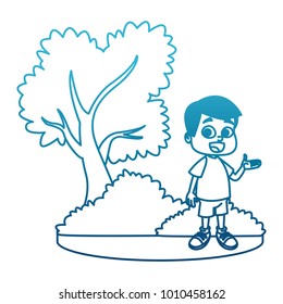 Little boy at park cartoon