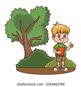 Little boy at park cartoon