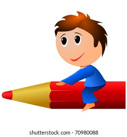 little boy a pencil. vector