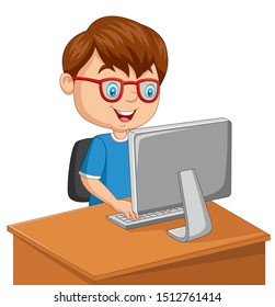 Little Boy Personal Computer Stock Vector (Royalty Free) 1512761414 ...