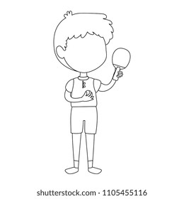 little boy with ping pong racket character