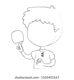little boy with ping pong racket character