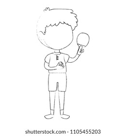 little boy with ping pong racket character