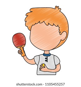 little boy with ping pong racket character
