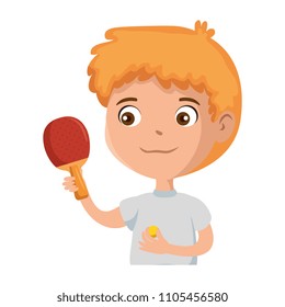 little boy with ping pong racket character
