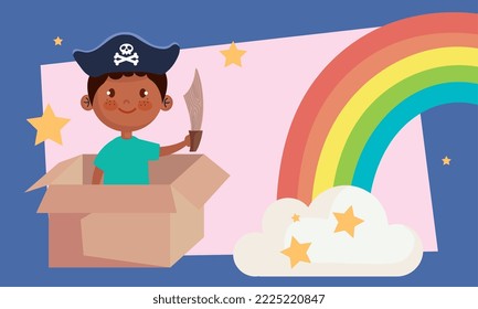 little boy pirate playing character