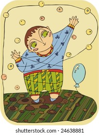 little boy play with a balloon