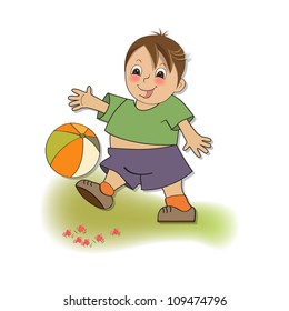 little boy playing ball