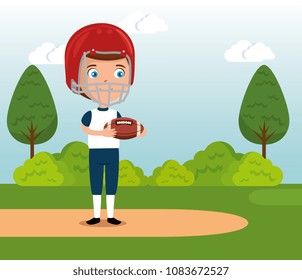 little boy playing baseball happy character