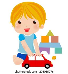 Little boy playing car