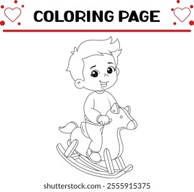 little boy is playing coloring page for kids