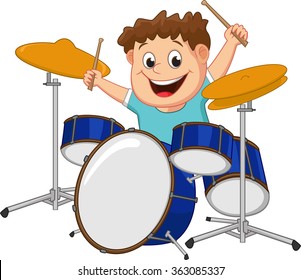 Little boy playing drum