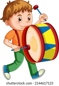 Little boy playing drum illustration