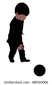 Little boy playing football 