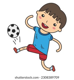 little boy playing football with a ball