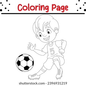 little boy playing football coloring page