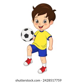 little boy playing football vector illustration