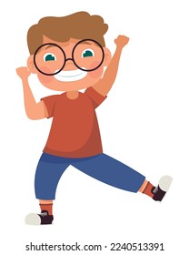 little boy playing happy character