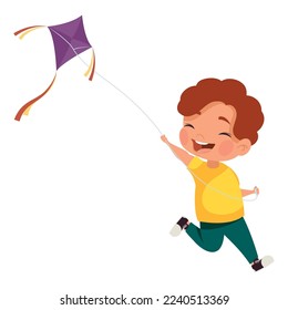 little boy playing with kite character