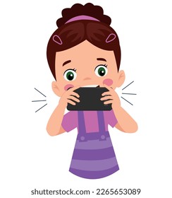 Little boy playing on the smartphone. Child digital addiction
