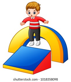 Little boy playing in the playground
