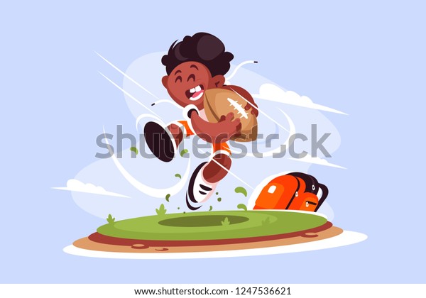 Stock vektor „Little Boy Playing Rugby Outside Vector“ (bez autorských ...