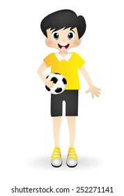 little boy playing soccer