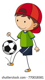 Little boy playing soccer illustration