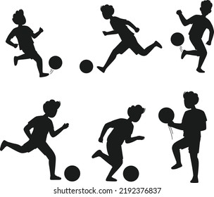  Little boy playing soccer isolated white background kid practicing football Collections Silhouettes