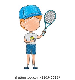 little boy playing tennis character