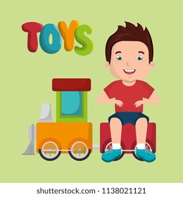 little boy playing with toys character