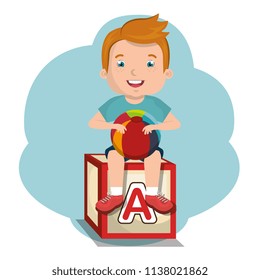 little boy playing with toys character