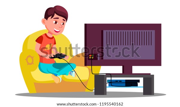 Little Boy Playing Video Games 600w 1195540162 