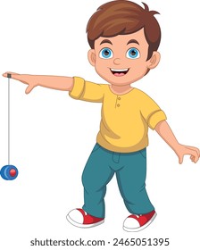 Little boy playing yo yo