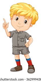 Little boy pointing his finger up illustration