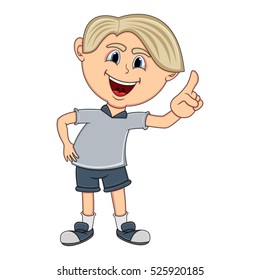 Little boy pointing his finger cartoon vector illustration