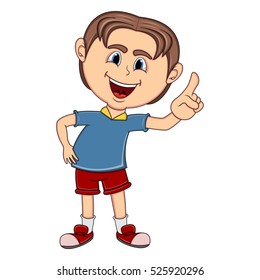 Little boy pointing his finger cartoon vector illustration