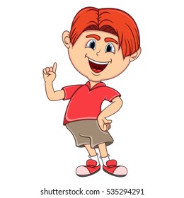 Little boy pointing his finger cartoon vector illustration