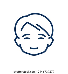 Icono de retrato de niño pequeño. Ilustración delgada de la cara de avatar de un niño pequeño masculino, que simboliza la infancia, el crecimiento y el juego. Signo de Vector de contorno aislado.	