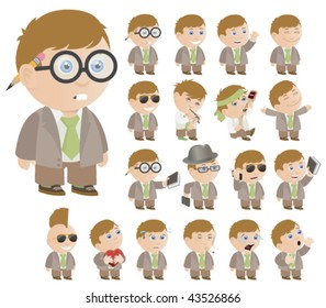 Little Boy Poses - Vector Illustration