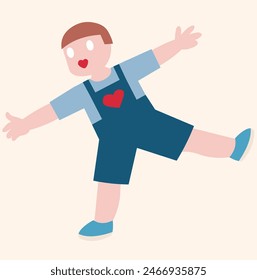 little boy posing funny way flat design