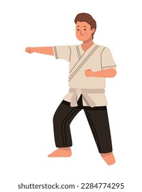 little boy practicing karate character
