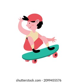 little boy practicing skateboarding character