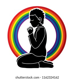 Little boy Praise God, Prayer, Christian praying, Thank you GOD graphic vector
