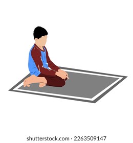 Little boy praying, great for your islamic desaign needs