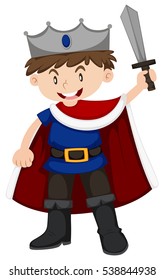 Little boy in prince costume illustration