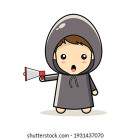 the little boy protested kawaii illustration