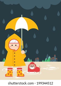 Little boy in raincoat A