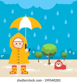 Little boy in raincoat D
